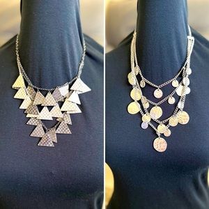 Bundle (2) Bib Style Metal Necklaces